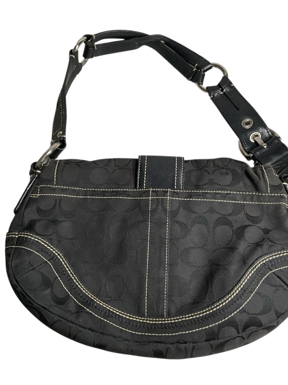 Coach Black Signature Canvas Buckle Hobo Shoulder Bag - Picture 4 of 16